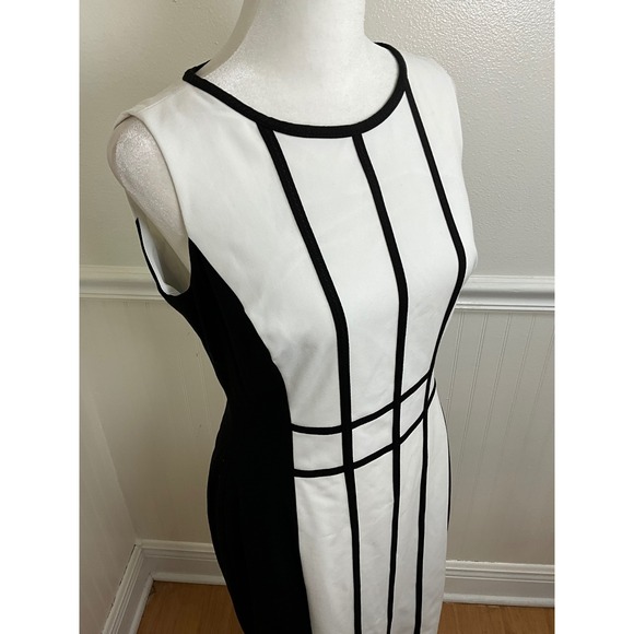 Calvin Klein‎ Dress Black White Sleeveless Sheath Career Women Size 4 - Picture 3 of 10